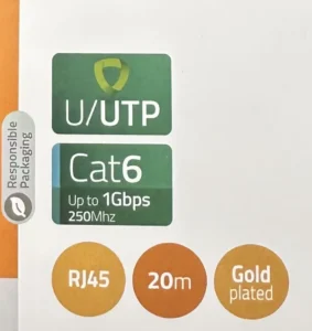 U/UTP cat6 kabellabel met iconen en ronde markeringen