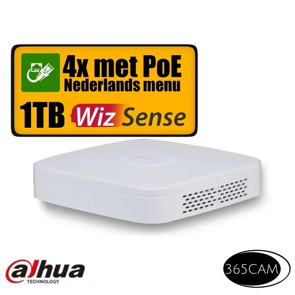 witte vlakke NVR op witte achtergrond met indicatie LEDS aan de bovenzijde