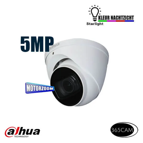 Dahua 5 MP motorzoom camera met audio en kleuren nachtzicht