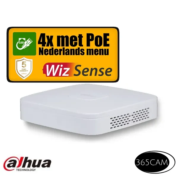 witte compacte vlakke NVR-recorder met ventilatie aan zijkant en led-indicatie aan de bovenkant