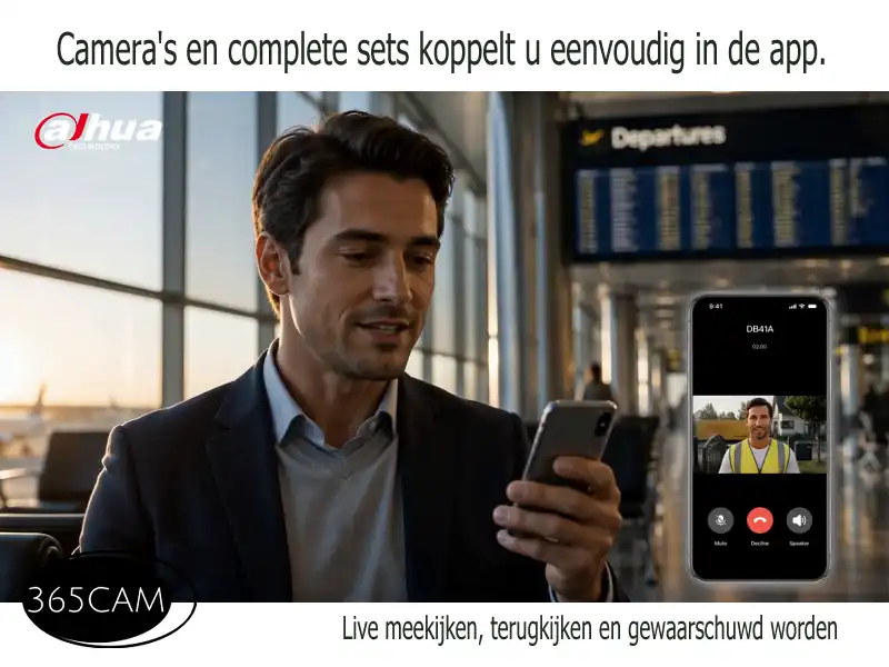 Man kijkt op zijn telefoon app met afbeelding van telefoon en een beeldoproep