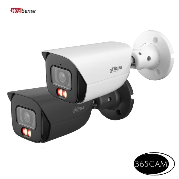Schuin vooraanzicht Dahua DH-IPC-HFW3849EP-AS-IL-0280B in de kleur wit en zwart